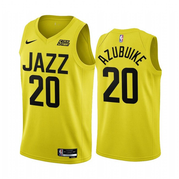 Men's Utah Jazz #20 Udoka Azubuike 2022/23 Yellow Icon Edition Stitched Basketball Jersey
